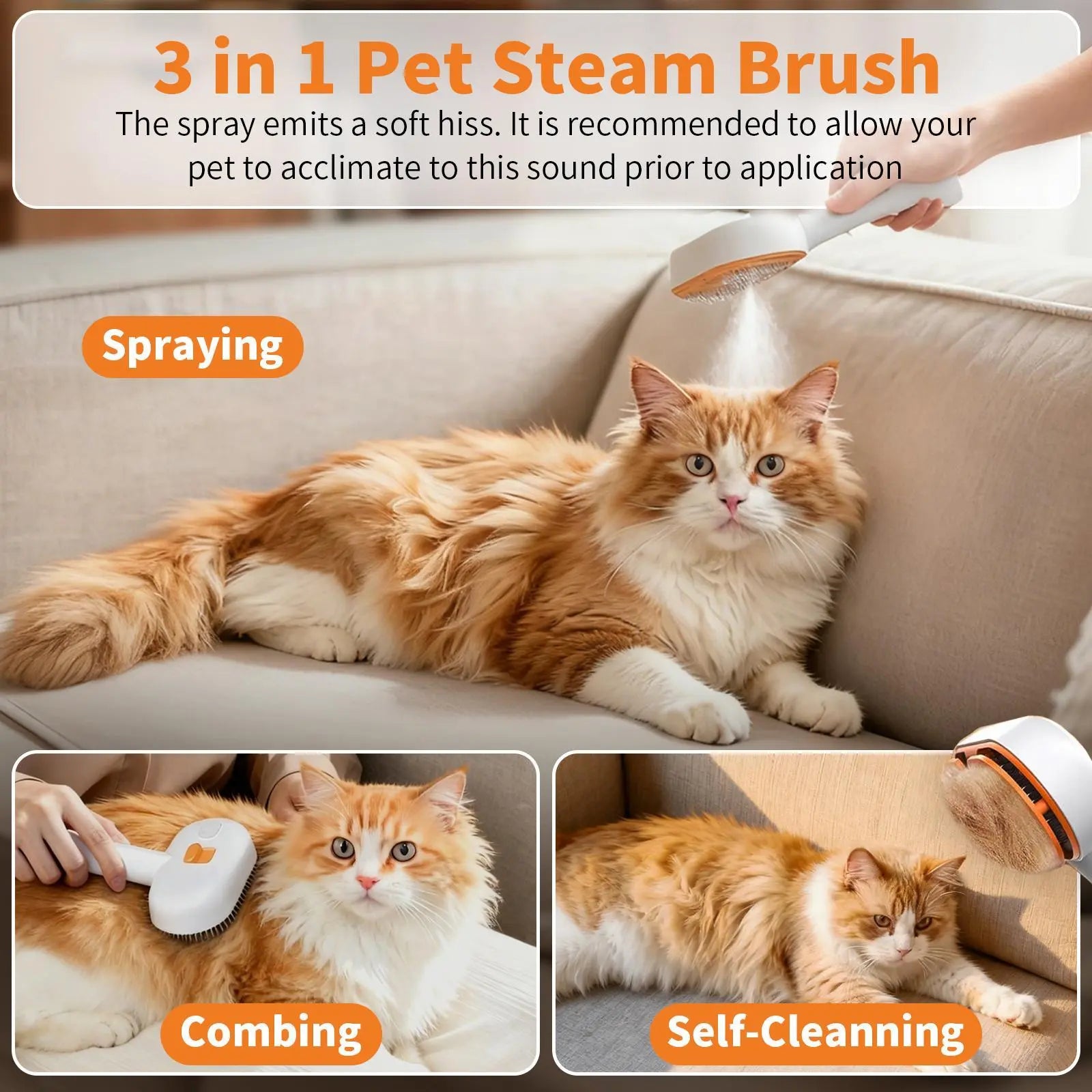 Furlyn Self-Cleaning Pet Hair Remover Brush with Spray Mist for Dogs and Cats – One-Click Deshedding Grooming Tool for Effective Shedding and Undercoat Removal