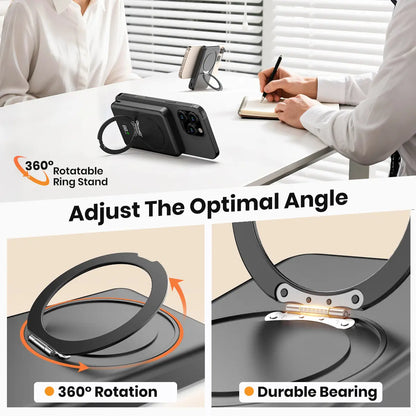 Magnetic Power Bank, 10000Mah Wireless Portable Charger with Foldable Stand, 20W PD Fast Charging Power Bank with USB-C Cable LED Display, for Mag-Safe Battery Pack Compatible with Iphone 16/15/14/13/12 All Series