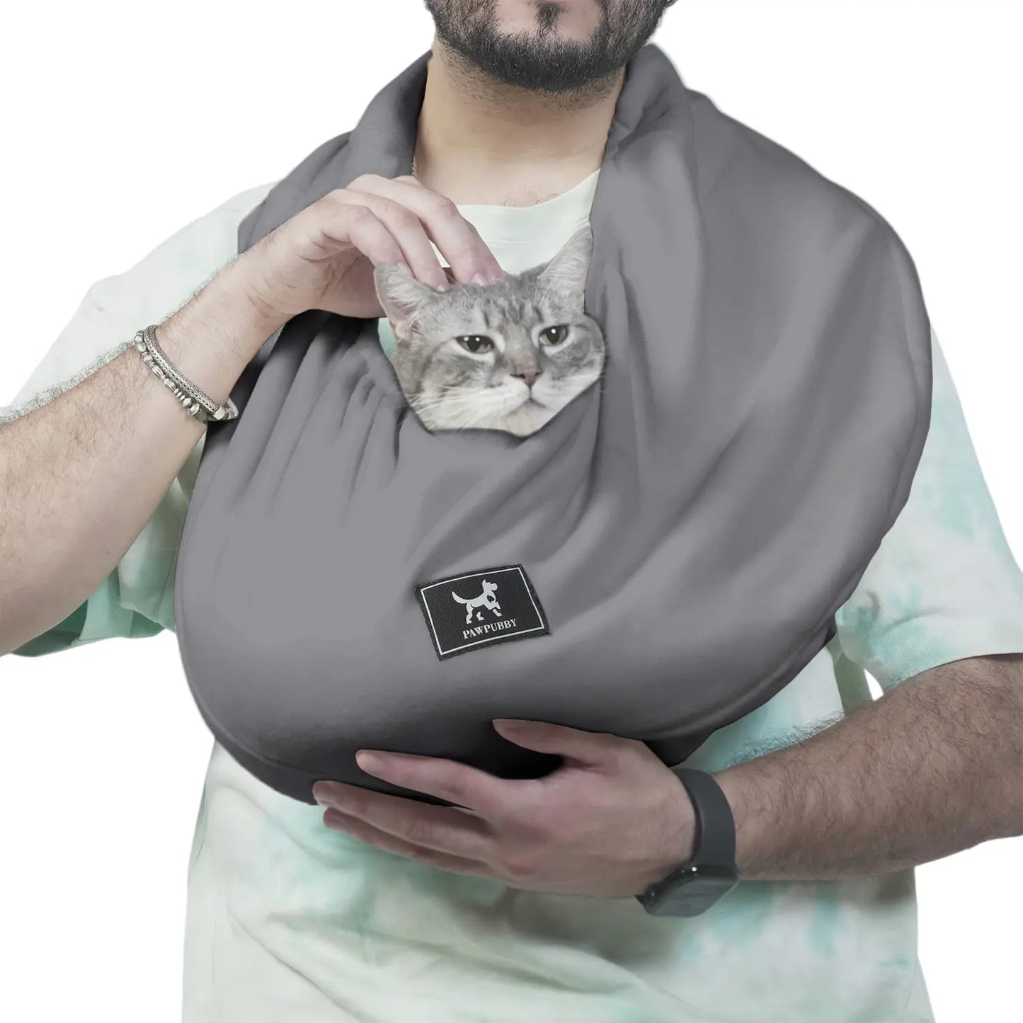 PAWPUBBY Soft Fleece Cuddler Cat Sling Carrier - Cozy and Secure for Pets up to 18 lbs, Ideal for Home Use with Harness and Breathable Seat Covers