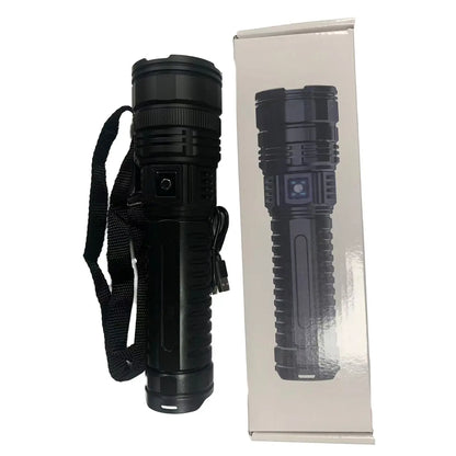 Rechargeable LED Outdoor Tactical Flashlight, 5 Modes Zoomable High-Lumens Portable LED Light with Long-Range Beam & COB Light for Camping & Hiking, Adjustable Tactical Flashlights, Emergency LED Flashlight