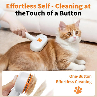 Furlyn Self-Cleaning Pet Hair Remover Brush with Spray Mist for Dogs and Cats – One-Click Deshedding Grooming Tool for Effective Shedding and Undercoat Removal