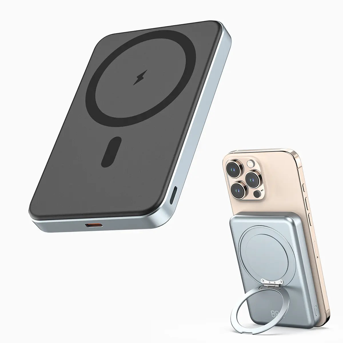 Magnetic Power Bank, 10000Mah Wireless Portable Charger with Foldable Stand, 20W PD Fast Charging Power Bank with USB-C Cable LED Display, for Mag-Safe Battery Pack Compatible with Iphone 16/15/14/13/12 All Series