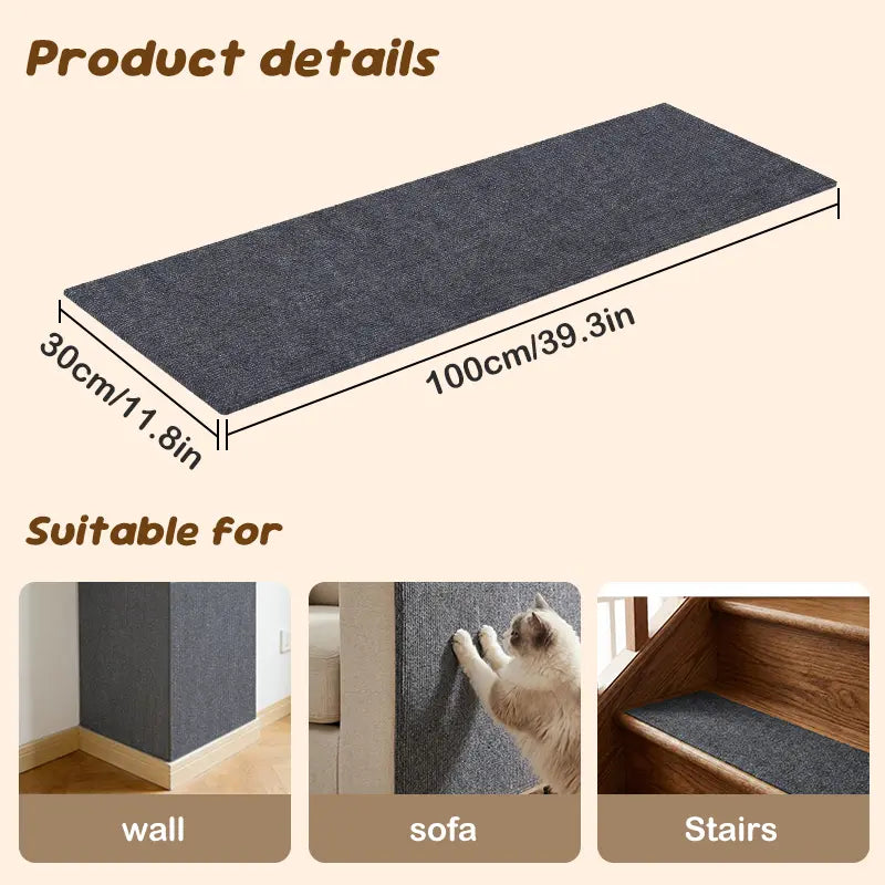 [Free Gift]Diy Cat Scratch Furniture Protect Sticker Cat Scratch Scratcher Couch Protector Cat Scratching Mat Furniture Pads Sofa Protecter Freely Cut and Pasted 4Pcs 11.8*11.8Inch Four Colors to Choose or 1Pc 39.3*11.8Inch