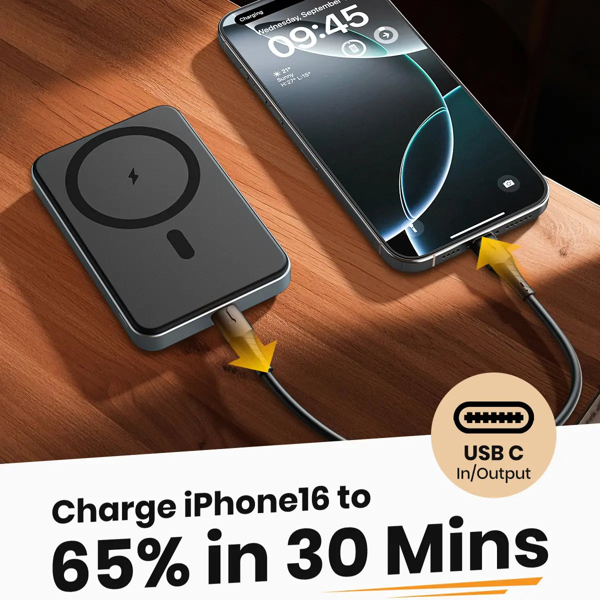 Magnetic Power Bank, 10000Mah Wireless Portable Charger with Foldable Stand, 20W PD Fast Charging Power Bank with USB-C Cable LED Display, for Mag-Safe Battery Pack Compatible with Iphone 16/15/14/13/12 All Series