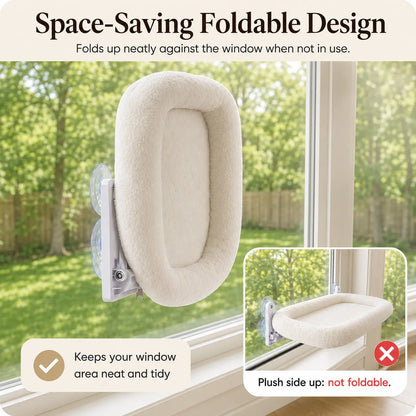 [Creator Pick] Foldable Cat Window Perch, Cat Hammock with 4 Strong Suction Cups, Robust Metal Frame and Washable Covers, Cat Bed Outdoor Apartment