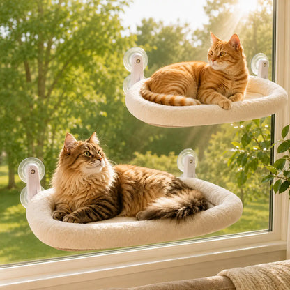 [Creator Pick] Foldable Cat Window Perch, Cat Hammock with 4 Strong Suction Cups, Robust Metal Frame and Washable Covers, Cat Bed Outdoor Apartment