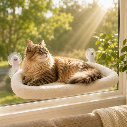[Creator Pick] Foldable Cat Window Perch, Cat Hammock with 4 Strong Suction Cups, Robust Metal Frame and Washable Covers, Cat Bed Outdoor Apartment